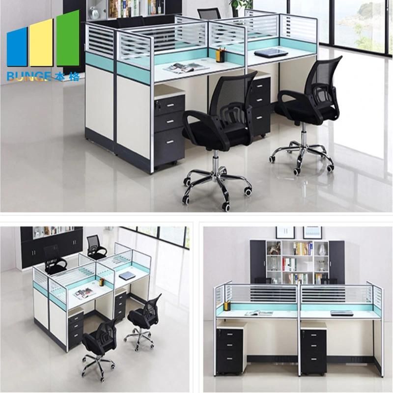 Meeting Room Modular Furniture 6 Person Office Glass Work Desks