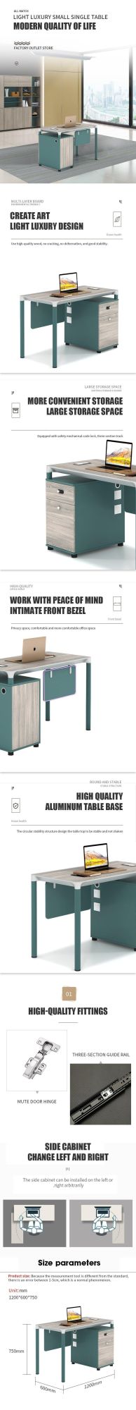 2021 Fashion Modern Home Furniture New Design Staff Office Workstation Table Desk with Drawer Cabinet
