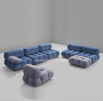 Italian Style Living Room Square Combination Fabric Furniture Leisure Sofa Set for Office