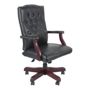 American High Back Executive Chair with Painted Wooden Frame and Vinyl Upholstered