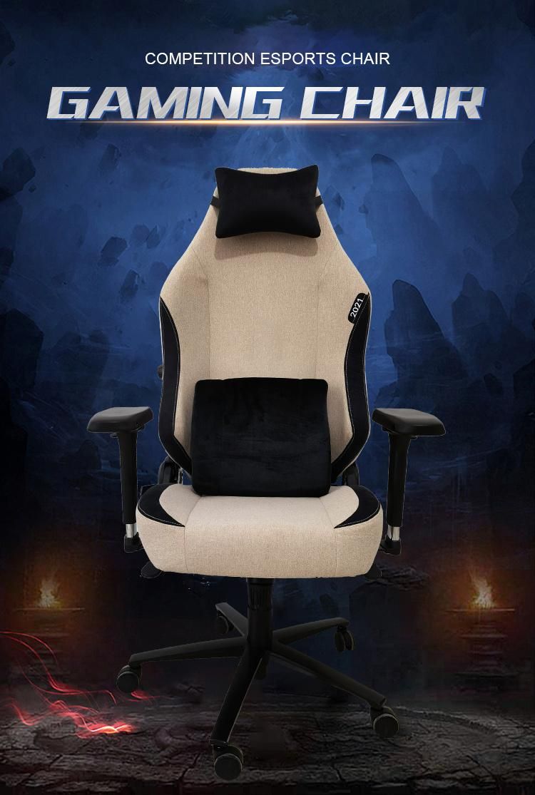 Fabric Gaming Chair Creamy White Swivel Liing Adjustable