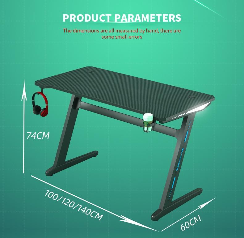 OEM Processing Custom RGB Game Table with Lights Room Office Gaming Desk Desktop Computer Game Table