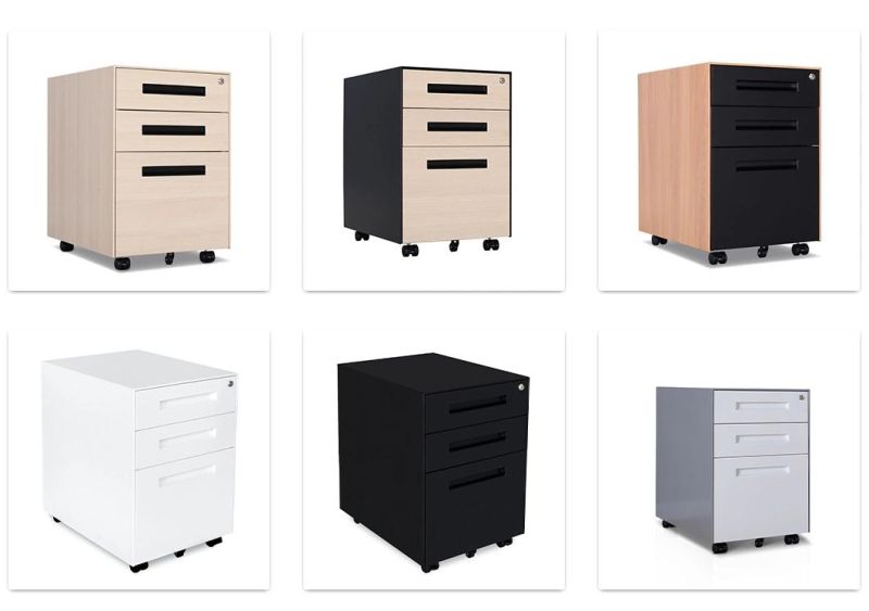 Office Use 3 Drawer Filing Cabinet Metal Storage Mobile Pedestal