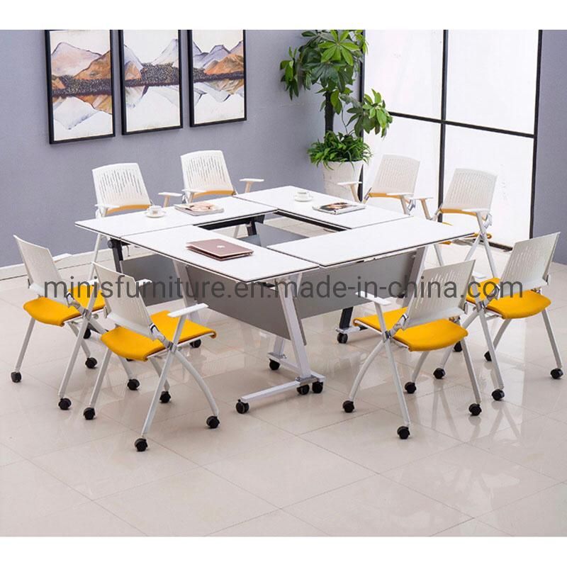 (M-TD501) School Computer Table Office Conference Folding Training Desk with Wheels and Baffle and Shelf