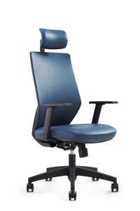 Blue PU PP Headrest Conference Staff Leisure Executive Plastic Chair