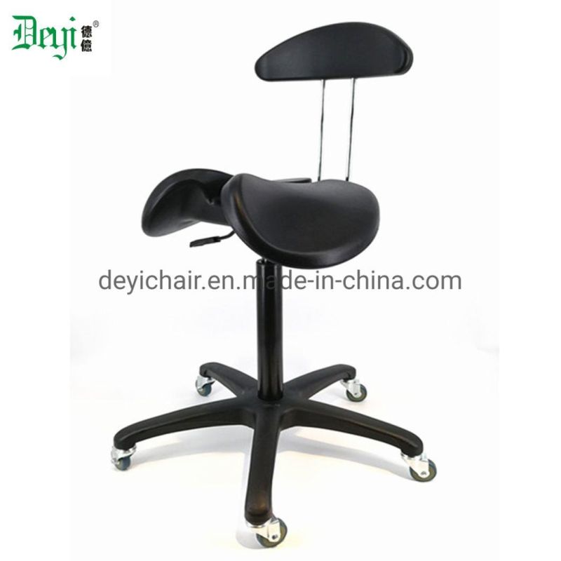 Nylon Base Industrial Heavy Duty Castor Class 4 Gas Lift Seat up and Down Mechanism with with Backrest Saddle Seat Chair