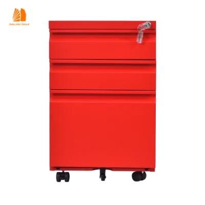 3 Drawer Mobile Pedestal Portable File Cabinet with Lock