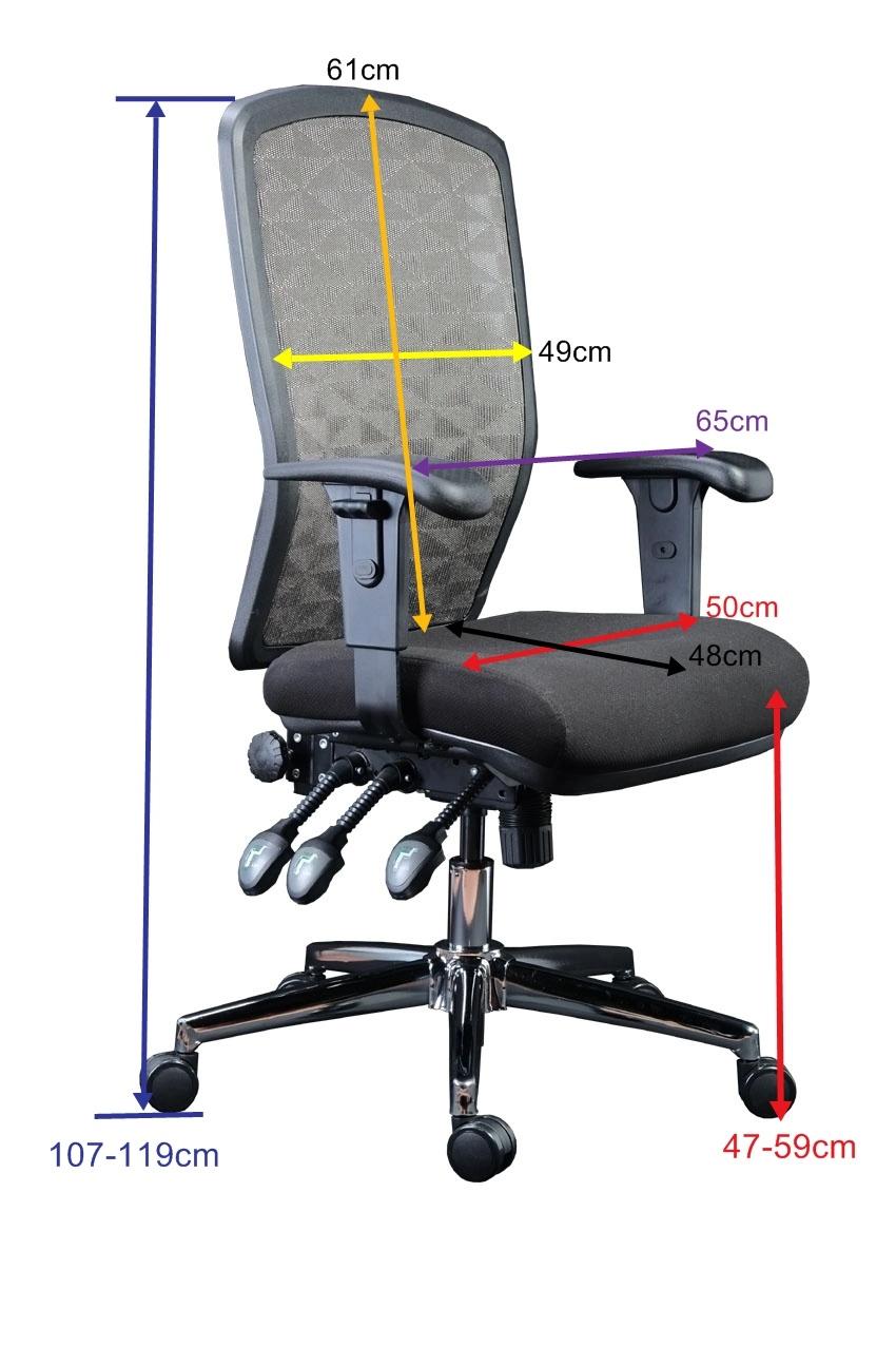 Three Lever Heavy Duty with Seat Slider Mechanism Mesh Back Adjustable Arms Chrome Base Ofiice Commercial Chair