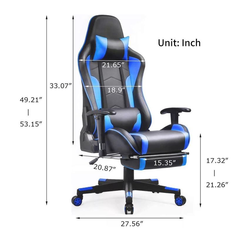 Racing Computer Custom Office Game RGB Logo LED with Footrest Parts Massage Cheap Gaming Chair