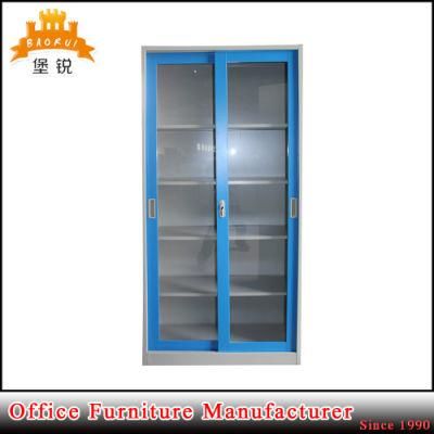 Jas-018 Sliding Glass Door 4 Adjustable Shelf Steel Storage Cupboard