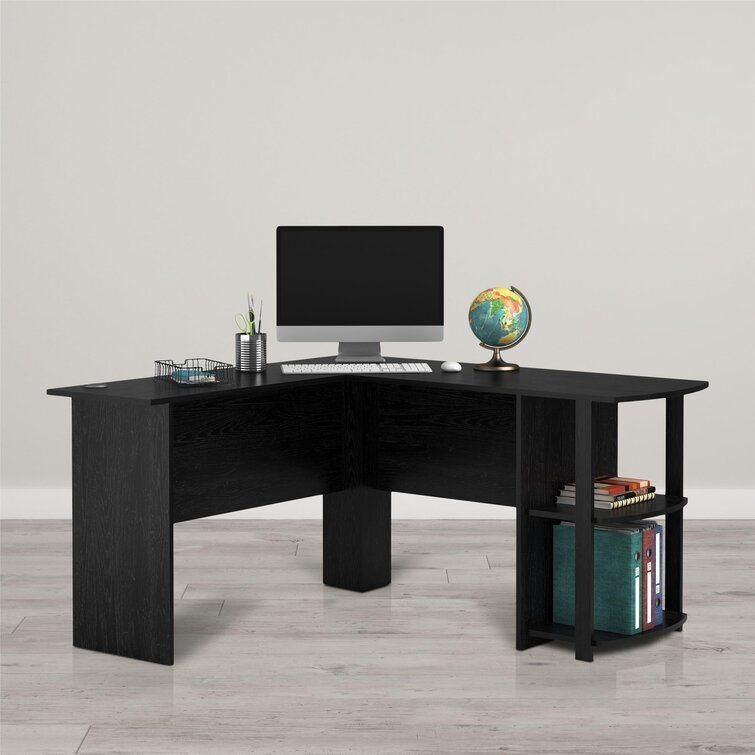 Nova Multi-Shelf Dorm Home Office Desk Black with Storage Shelf