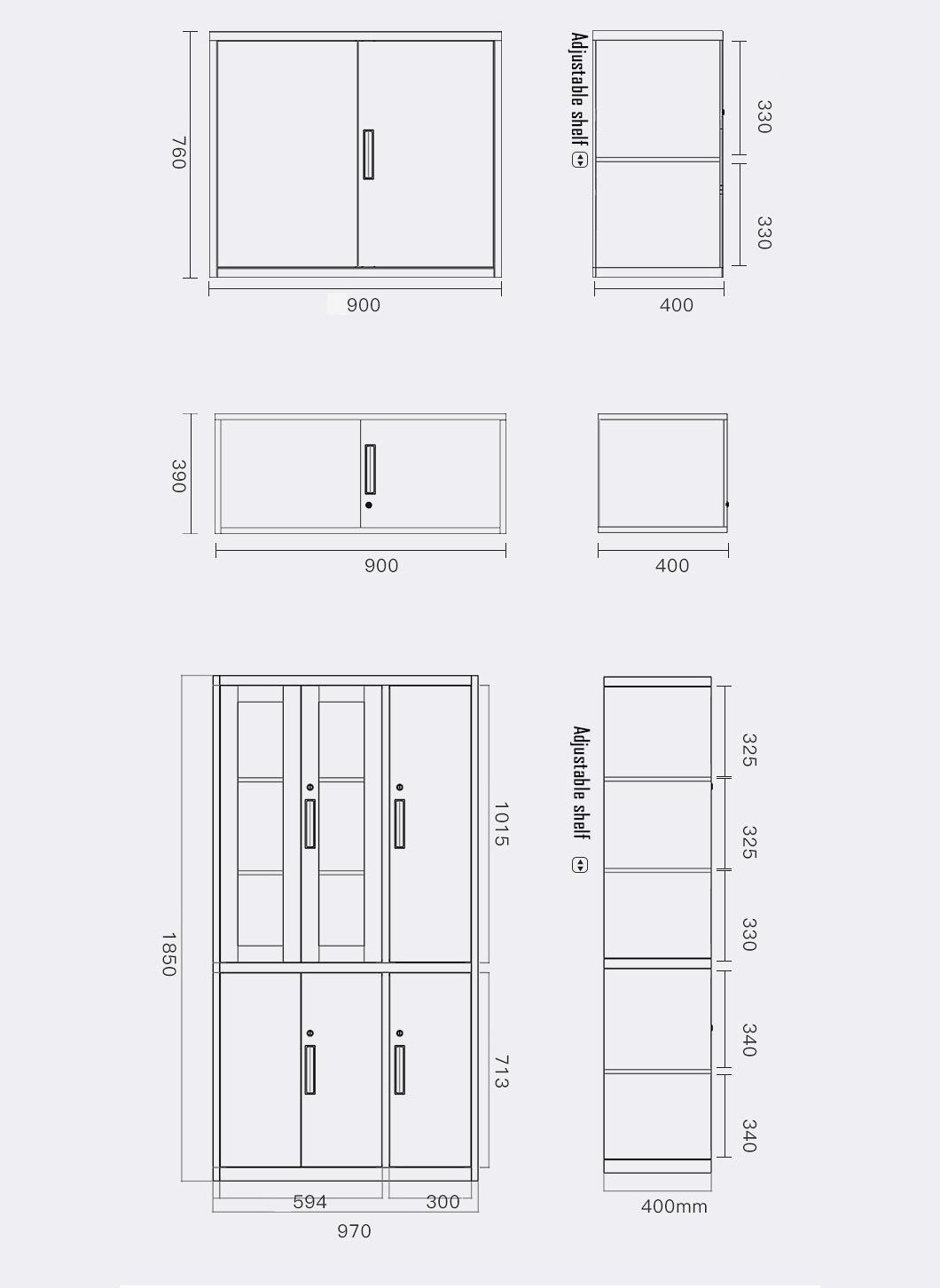 Office Furniture Metal Storage Cupboard Steel Filling Cabinet Black