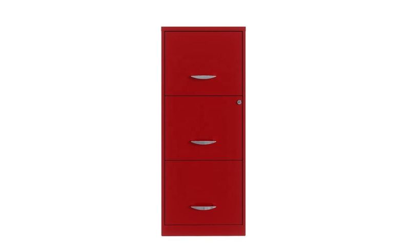 3 Drawer Red Vertical Steel Filing Cabinet Office Furniture