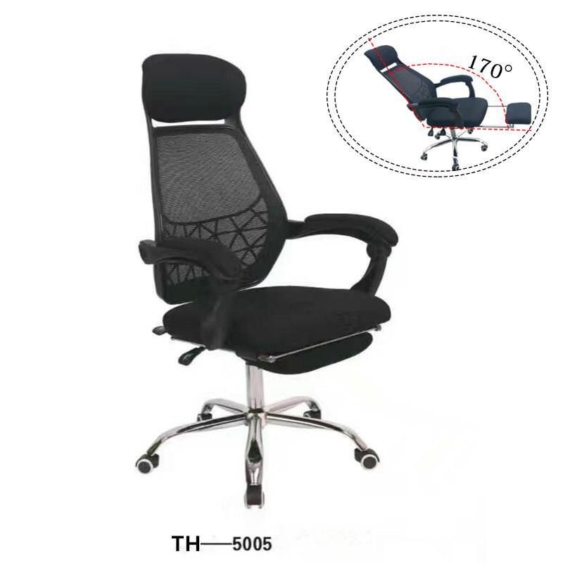 Luxury Black PC Racing Reclining Chair Leather Gaming Office Chair with Footrest