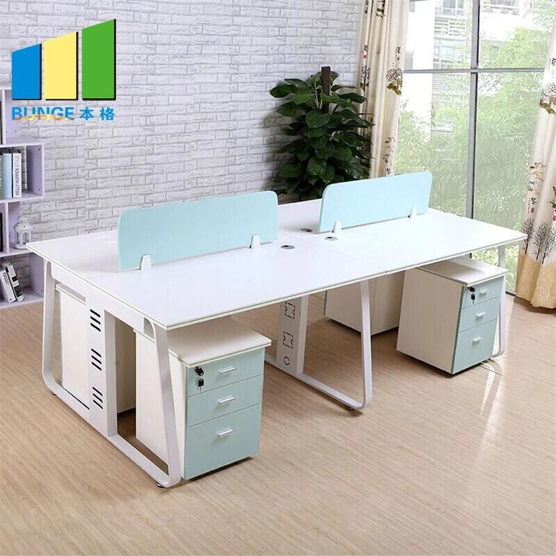 L Shape Aluminum Modular Office Partitions Workstations with Steel Leg