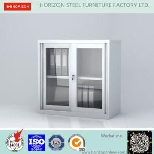 Storage Cabinet with Two Sliding Steel Framed Glass Doors