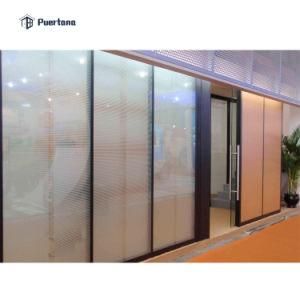 Cheap Office / Living Room / Conference Room Aluminium Glass Partition Wall with Blinds Design