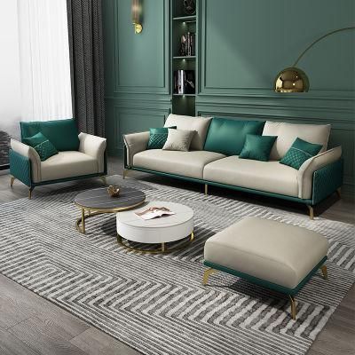 Luxury Modern Design 1+2+3 Golden Metal Leg Low Position Sofa Set