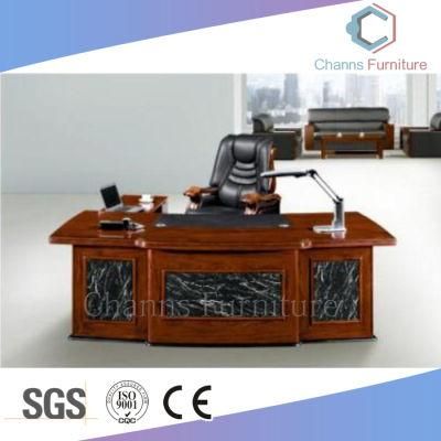 Luxury Furniture Veneer Office Table Solid Wood Boss Desk (CAS-VA05)