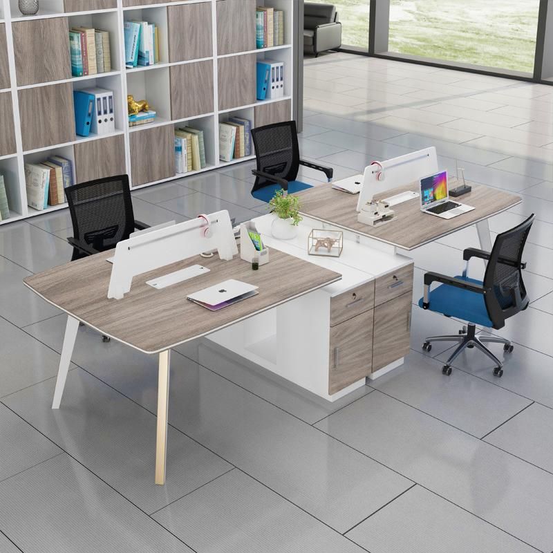 Modern Office Interior Workstation 4 Seats Staff Melamine Partition