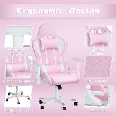 Pink High Back Chair Resting Chair with Foot Rest