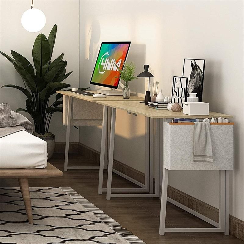 Wooden Foldable Computer Desk with Storage