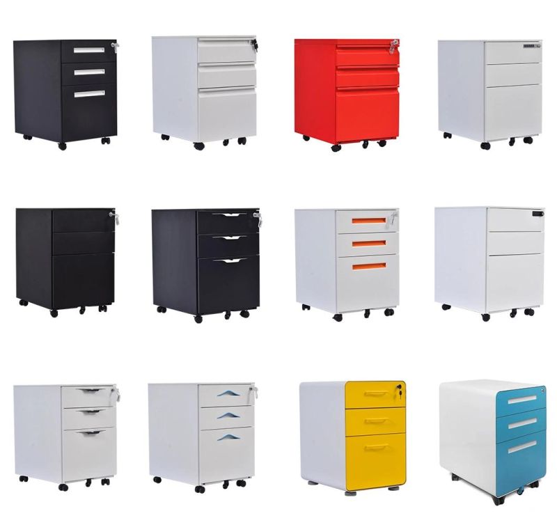 Most Popular Metal Steel File Storage Mobile Pedestal 3 Drawer Cabinet Under Office Desk