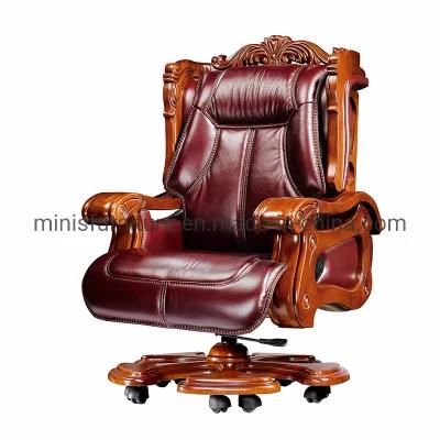 (M-OC119) Luxurious Executive Boss Rotary Cow Leather Office Chair for Office Work