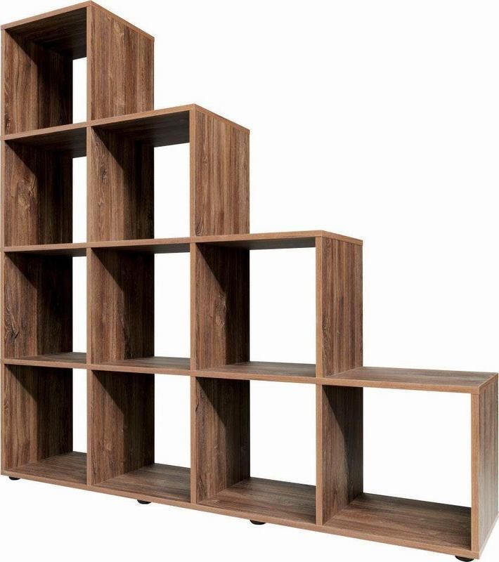 4 Tiers Bookcase, Free Standing Ladder Wooden Bookshelf, Modern Storage Display