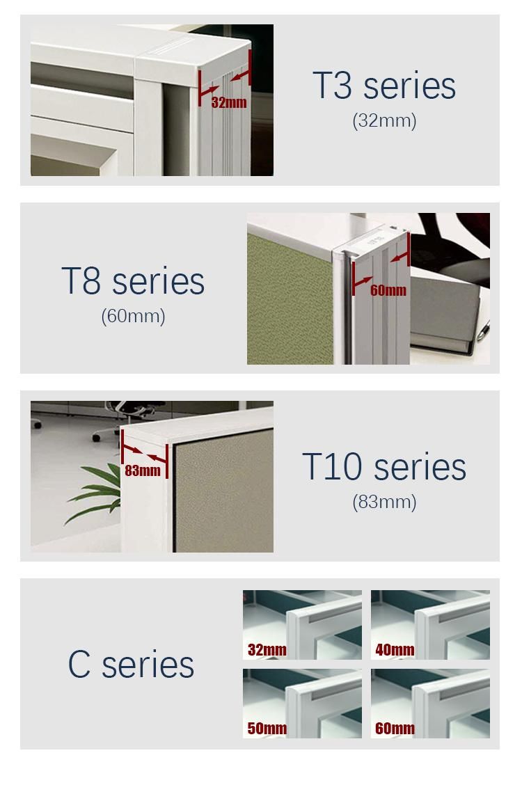 60mm Thickness Office Workstation Partitions Curved Office Desk