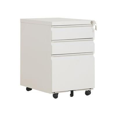 Goose-Neck Recessed Handle Steel Movable Drawer File Cabinet