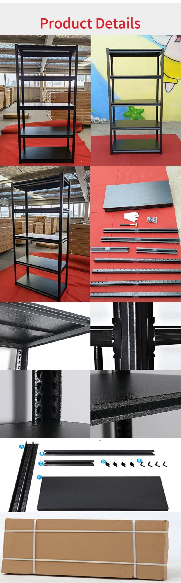 Steel Structural Metal Light Duty Goods Rack Five Layers Shelves