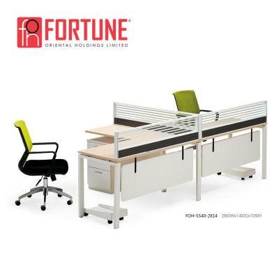 Metal Leg 2 Seater Workstation with Hanging CPU Stand Office Furniture (FOH-SS40-2814)