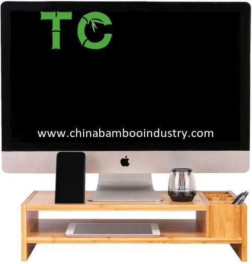 Wholesale 2 Tier Bamboo Monitor Stand Desk Organizer Computer Monitor Riser Stand Office Rack