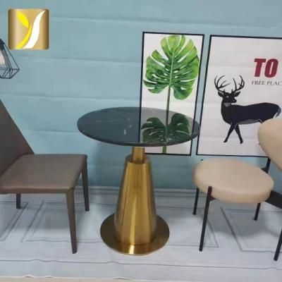 Brushed Titanium Gold Seal Oil Bottom Frame + Artificial Stone Surface Side Coffee Table