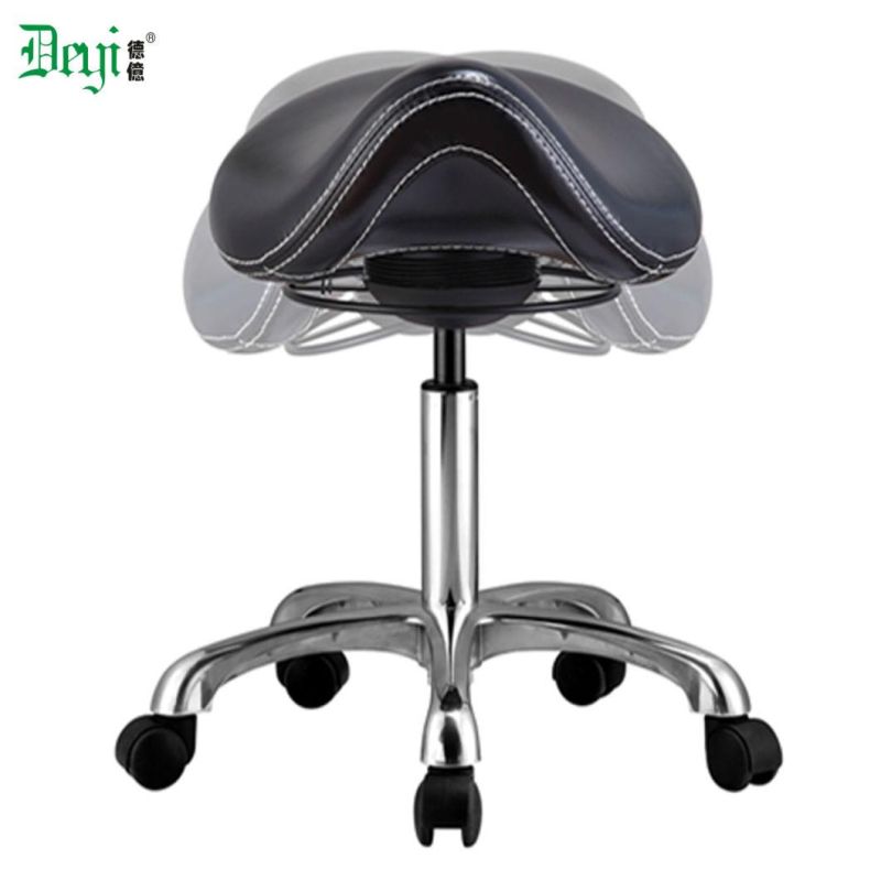 Black Color PU Leather All Degree Swing Funcion Frame Saddle Seat Industrial Chair