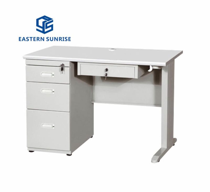 MDF Top 2 Drawer 1 Cabinet Pedestal Metal Computer Desk