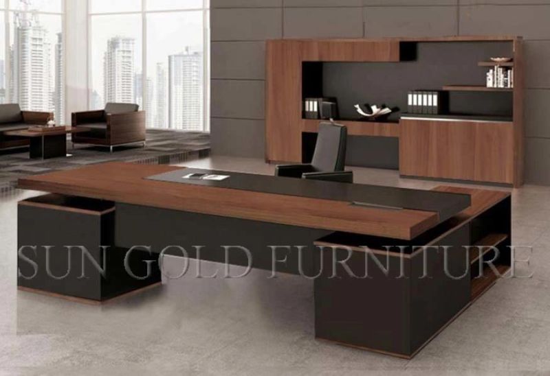 Popular Design Classic Executive Table with Storage Sets Brown Office Desk (SZ-OD125)