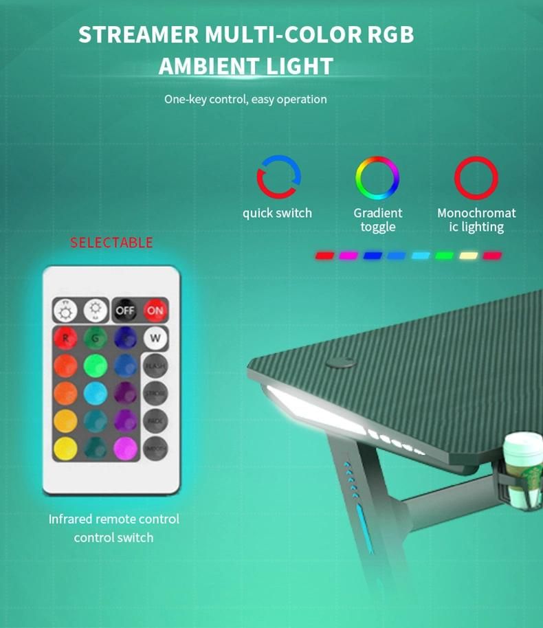 Elites New Design Office Desktop Z Shaped RGB Multi Colors Gaming Table PC Game Desk for Gamer