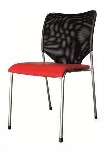 4 Legs Black Back Red Seat Mesh Metal Reception Meeting Visitor Plastic Chair