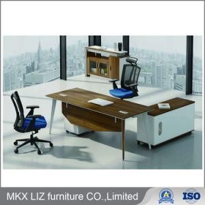 Office Furniture L Shape Executivewood Office Desk with Metal Frame (CM74)