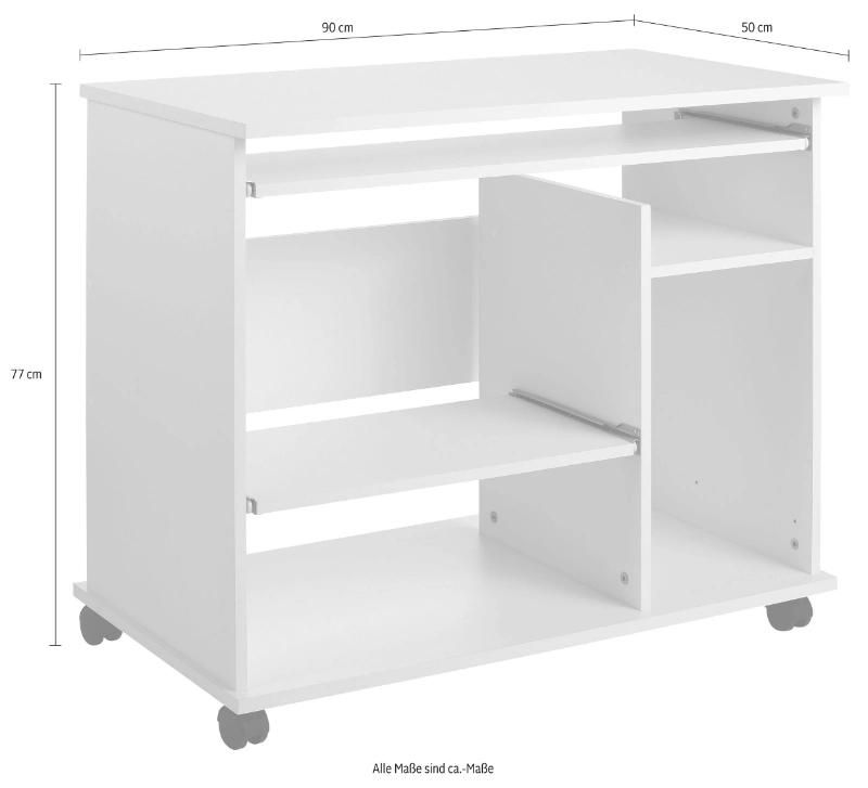 Mobile 3 Tiers Wood Computer Table with Shelf for Home