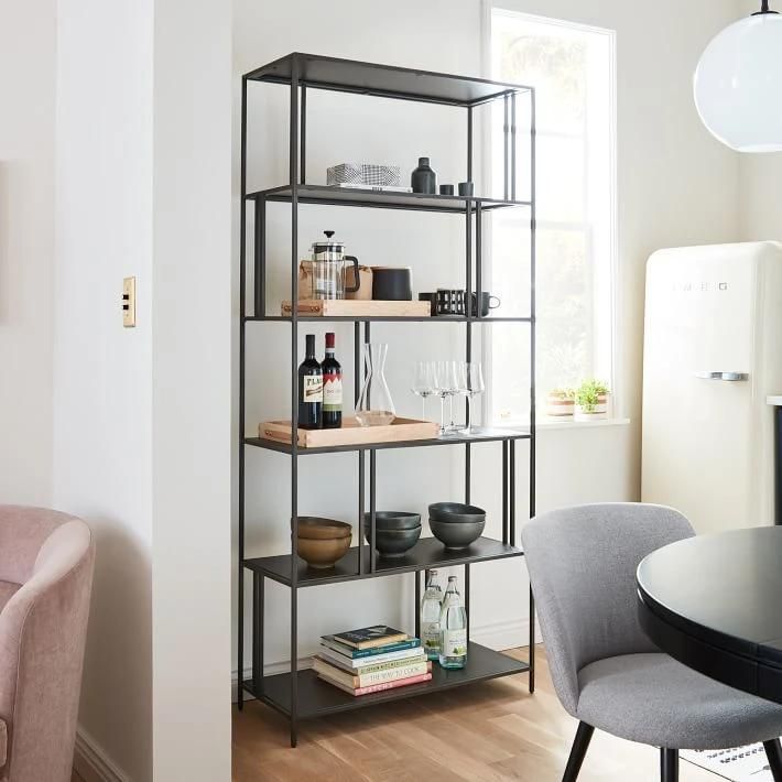 5 Layers Simple Metal Display Stand Wide Bookcase Customized Bookshelf