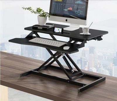 Desk Converter, Height Adjustable Riser, Sit to Stand Dual Monitor and Laptop Workstation with Wide Keyboard Tray