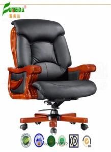 Swivel Leather Executive Office Chair with Solid Wood Foot (FY9012)