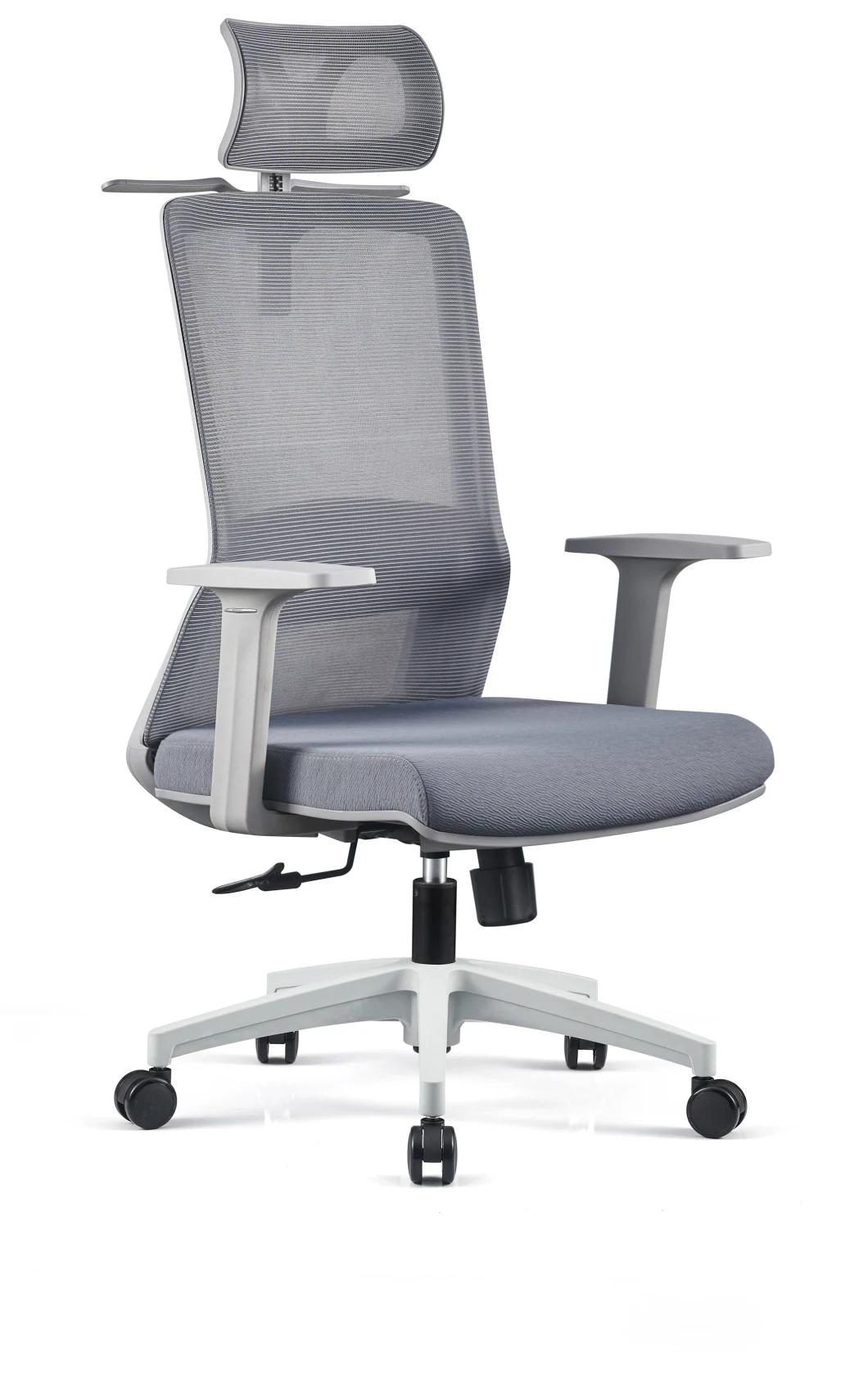 Exquisite Gray New Material and Fiber Frame Mesh Chairs with Adjustable Armrest Office Chairs