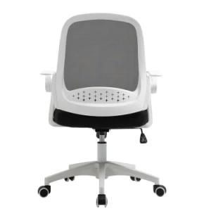 Popular White Frame Mesh Office Chair with Folded Armrest for Home