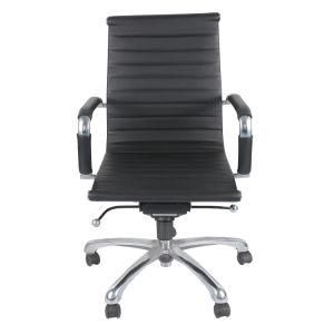 Modern Office Furniture with Chrome Frame and Black Vinyl Upholstered