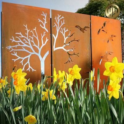 Outdoor Artificial Corten Steel Landscape Metal Decoration Screen Panel