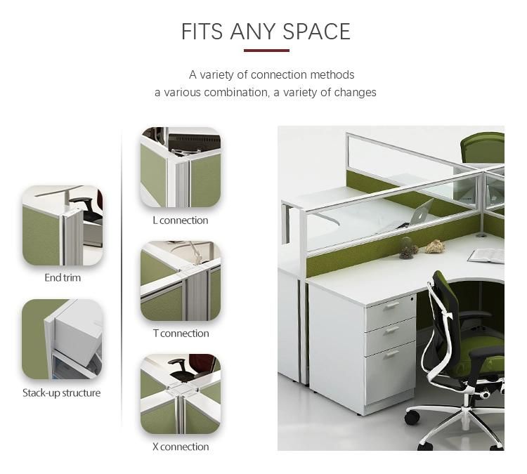 Office Cubicle Curved Work Station Desk High Quality 4 Person Workstation